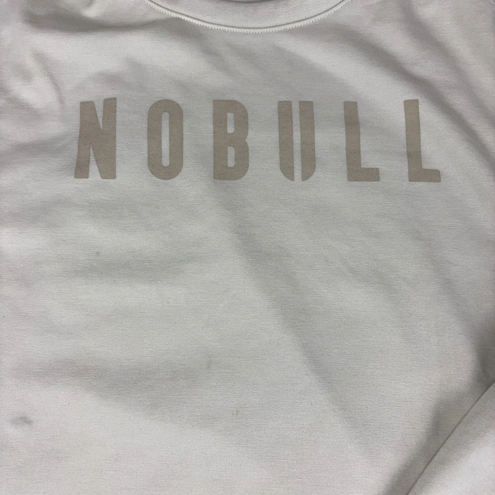 NOBULL Sweatshirt Womens Medium White Crewneck Fleece Pullover Logo Graphic - Picture 7 of 10